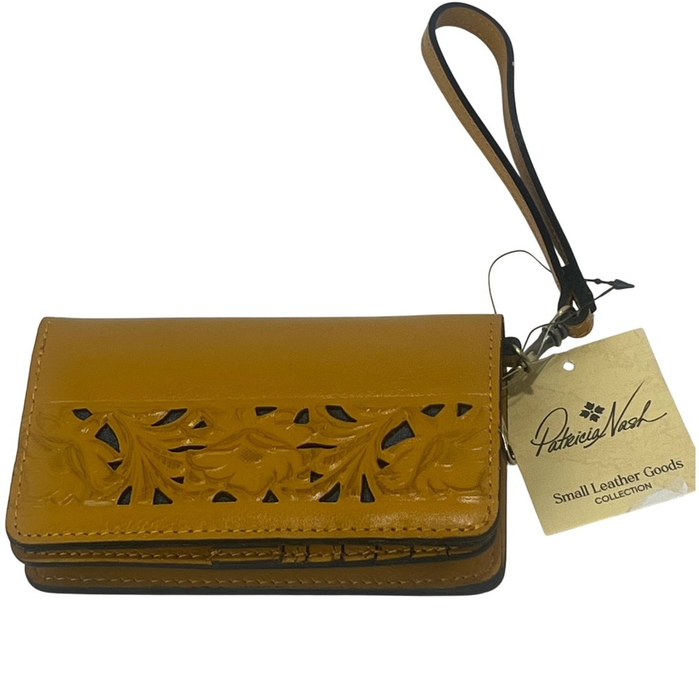 Patricia Nash Koumi Wristlet‎ Wallet Tooled Cutout Leather Wallet Clutch NWT $97